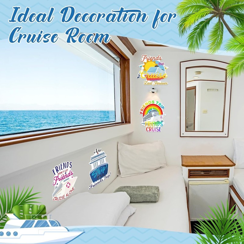 Waterproof Large Cruise Door Decorations - 4 Fun PVC Magnets for Travel gallery