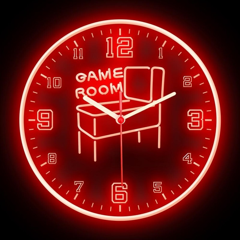 Game Room Pinball Arcade Man Cave Home Decor Colorful Flexible Neon Clock 10" gallery