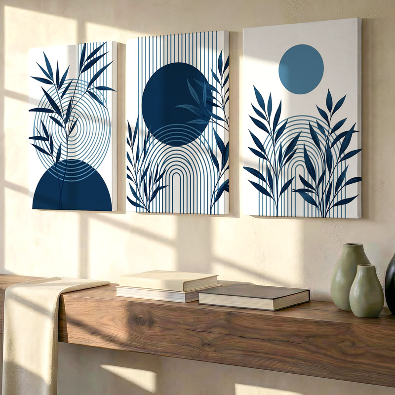 3 Pieces Modern Abstract Botanical Large Wall Art Set for Bedroom Set Of 3