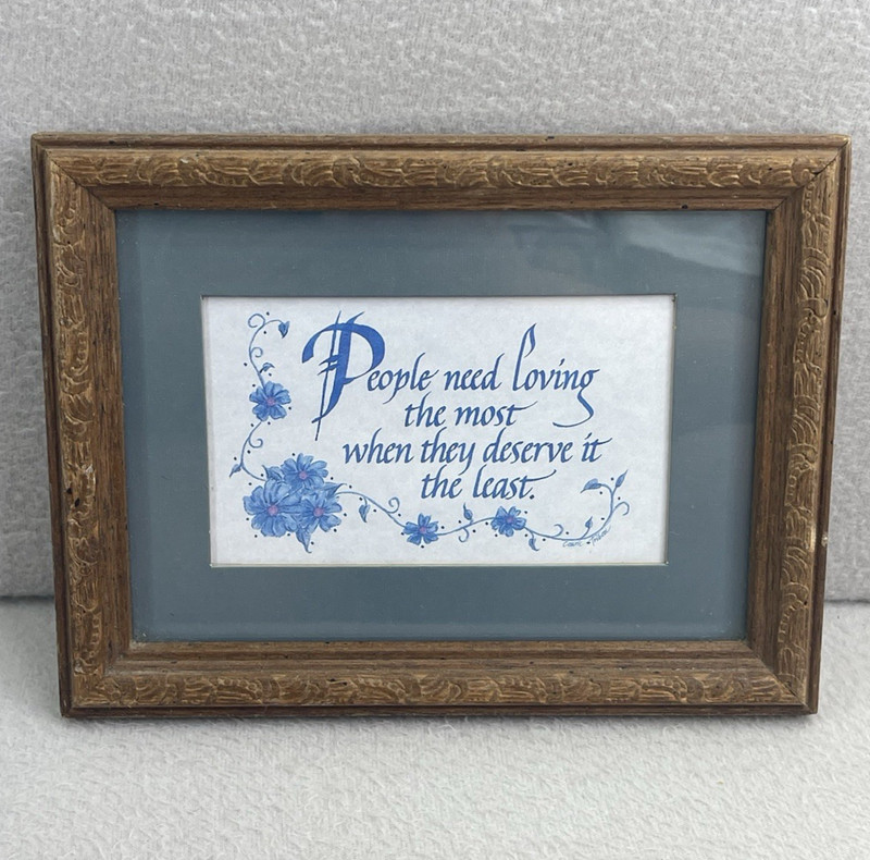 Floral Calligraphy Wall Art Wood Frame Inspirational Cottage Farmhouse Decor gallery
