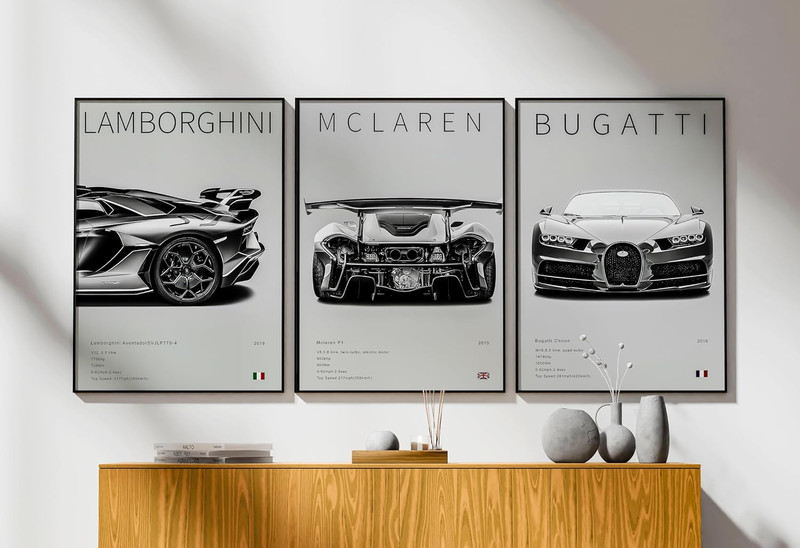 9Pcs Super Car Posters for Boys Room, Racing Car Wall Art for Me... gallery