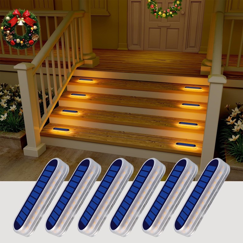 Solar Deck Lights, 6 Pack Waterproof LED Path Lights, Outdoor Solar Step Ligh…