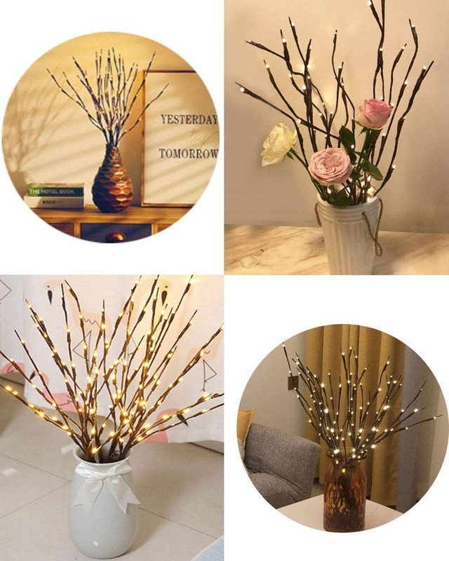 LED Branch Lights, Battery Powered, Warm White, Brown, Plastic, 20 LED, 5 gallery