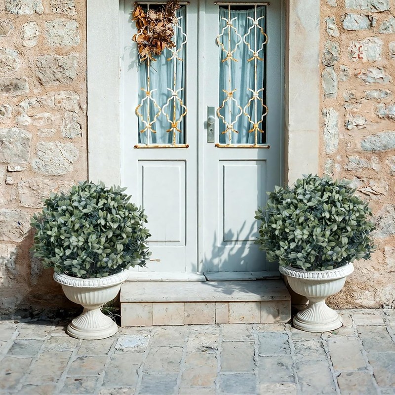 2Pcs Artificial Boxwood Topiary Ball Trees 65cm with Ground Spike Indoor Outdoor gallery