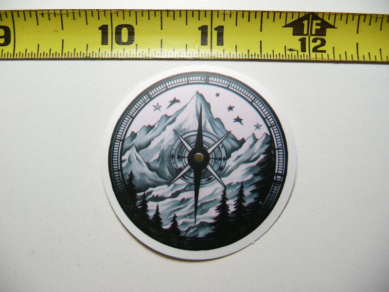 COMPASS STARS MOUNTAINS TREES SMALL STICKER DECAL NATURE OUTDOORS FUN CALMING