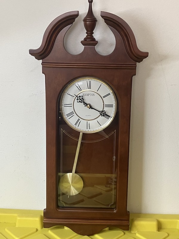 Hampton Pendulum Wall Clock w/Cherry Wood Finish 24” x 11”