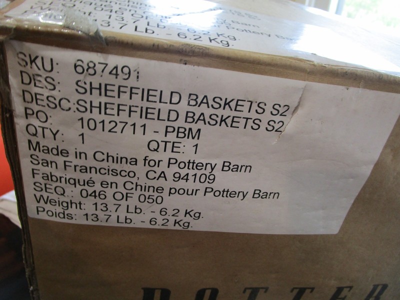 Pottery Barn Sheffield Wire Baskets set 2 for TV New in box gallery
