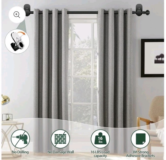 KAMANINA 5/8 Inch Curtain Rods 32 to 58 Inches (2.6-4.8ft), Black gallery