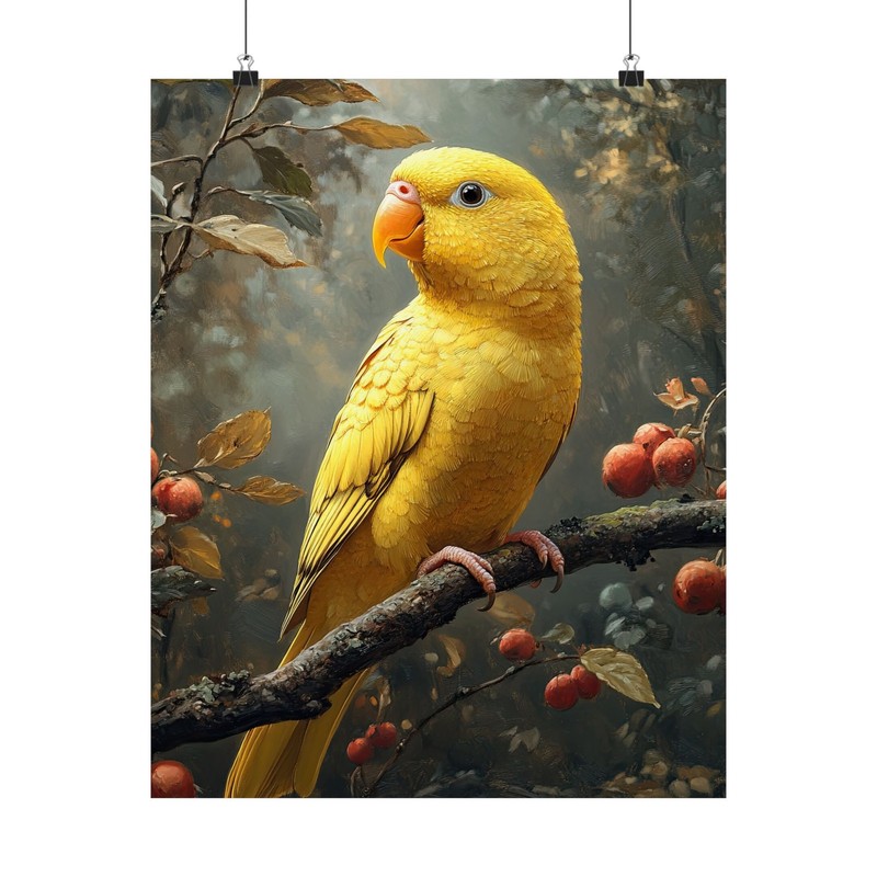 Yellow Lorikeet Parrot Bird Art Print Poster, Wildlife Home Decor 01