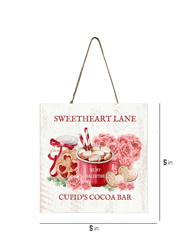 Sweetheart Lane Cupid Cocoa Valentine’s Day Wood Mini Sign