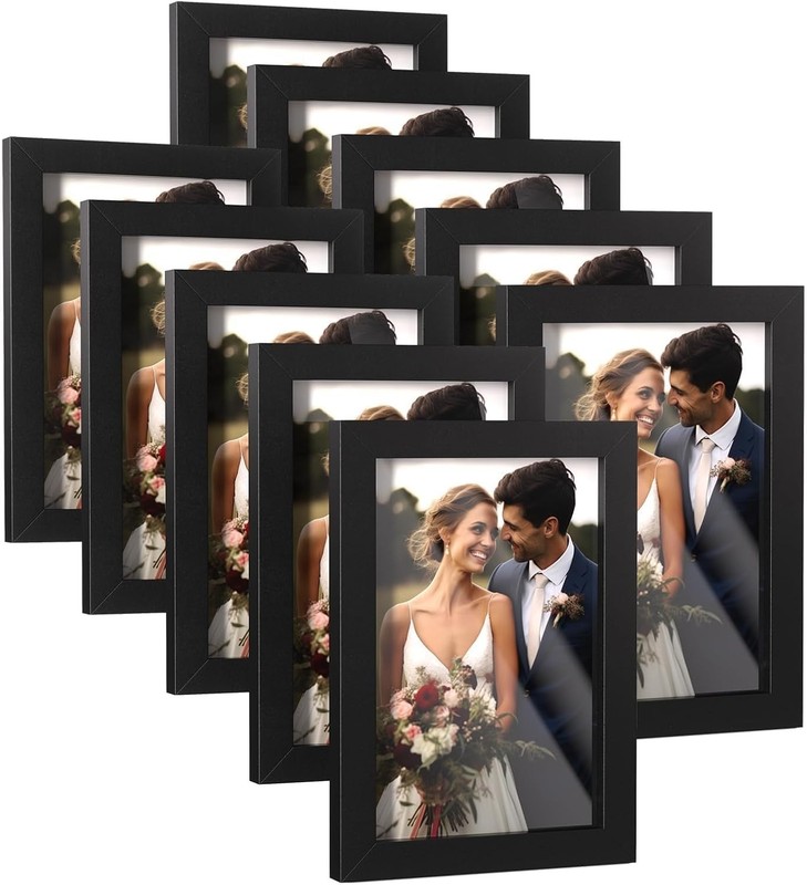 HappyHapi 4×6 Picture Frames Set of 10, Tabletop or Wall Display Pictures 3….