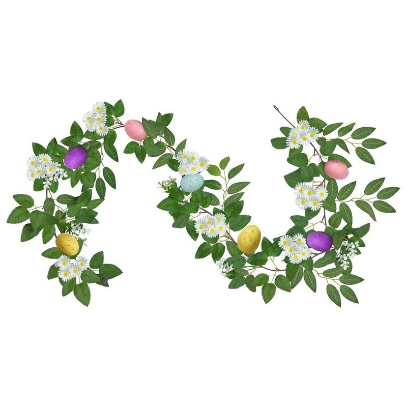 Bunny Egg and Daisy Garland Made from Plastic and Silk Cloth for Decor