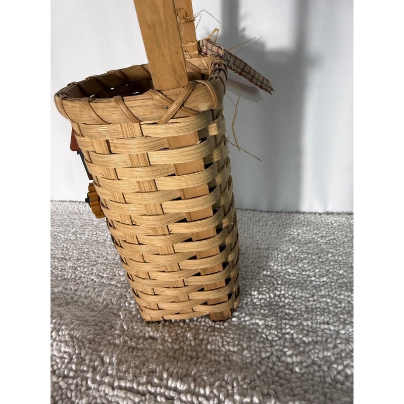 Rustic Woven Wall Basket Birdhouse Sunflower Decor Farmhouse Primitive Handle gallery