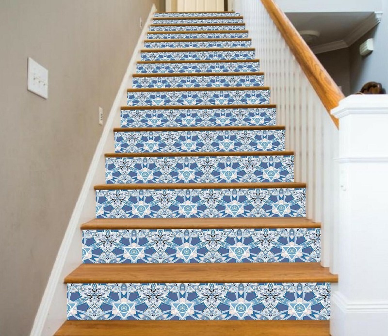 3D Blue Pattern 1147NA Stair Risers Decoration Photo Mural Decal Wallpaper Fay