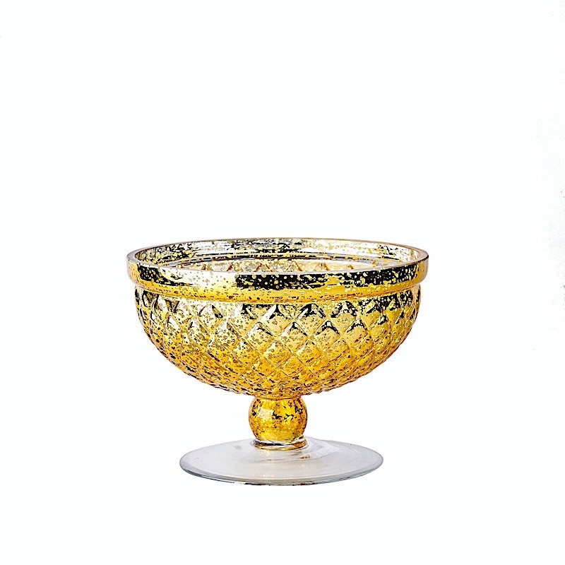 GOLD 8" Mercury Glass Compote Vase Bowl Centerpieces Event Wedding Party Supply gallery