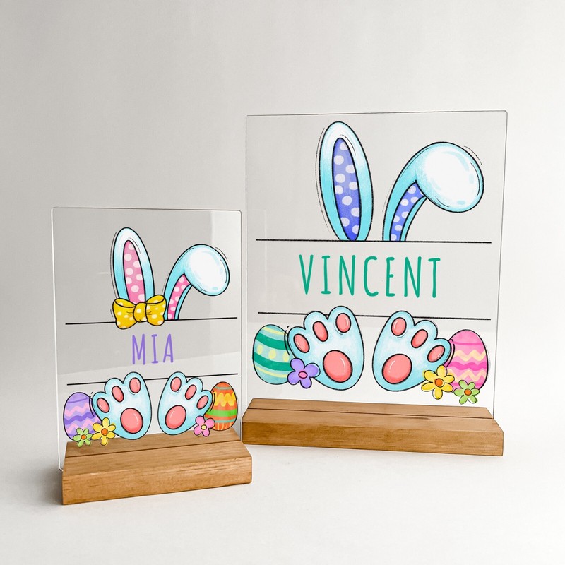 Personalized Easter Bunny Holiday Eggs Hunt Celebrate Rabbit Wood Stand gallery