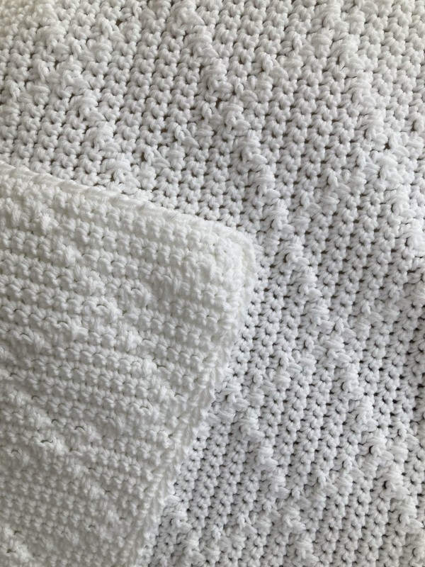 NEW HANDMADE Soft Crocheted Afghan Throw White Diamond Texture Approx 52”x38” gallery