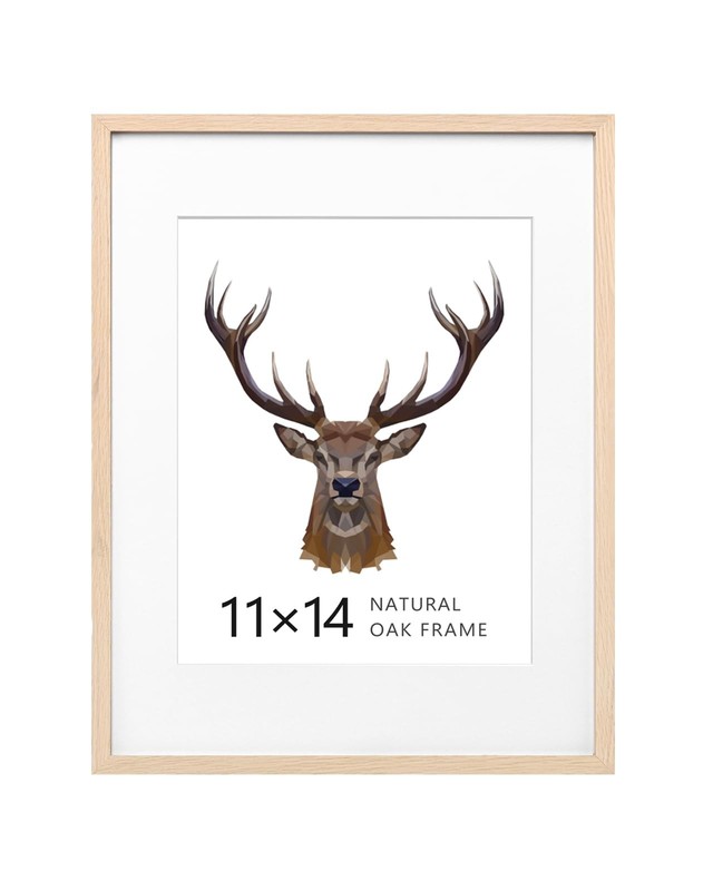 11×14 Frame Natural Oak Wood Frame with Acrylic Plexiglass, 1 Pack
