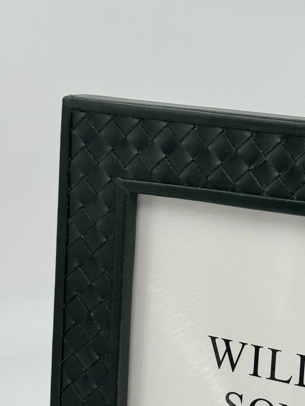 New Williams Sonoma Home 8x10 Green Woven Leather Photo Frame, Scuffed, Read! gallery
