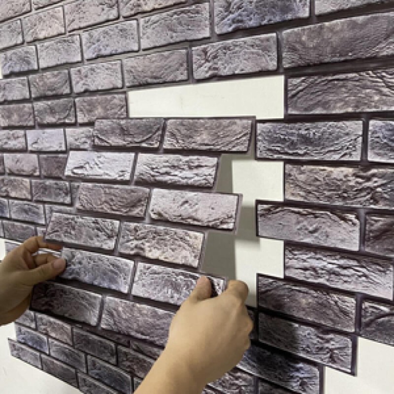 10Pack 3D Wall Panels Brown Grey Stick Brick Wallpaper Peel and Stick Faux Stone gallery