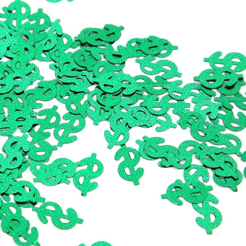 15g Dollar Sign Party Confetti,Green PVC Money Symbol Shaped Decorative for gallery