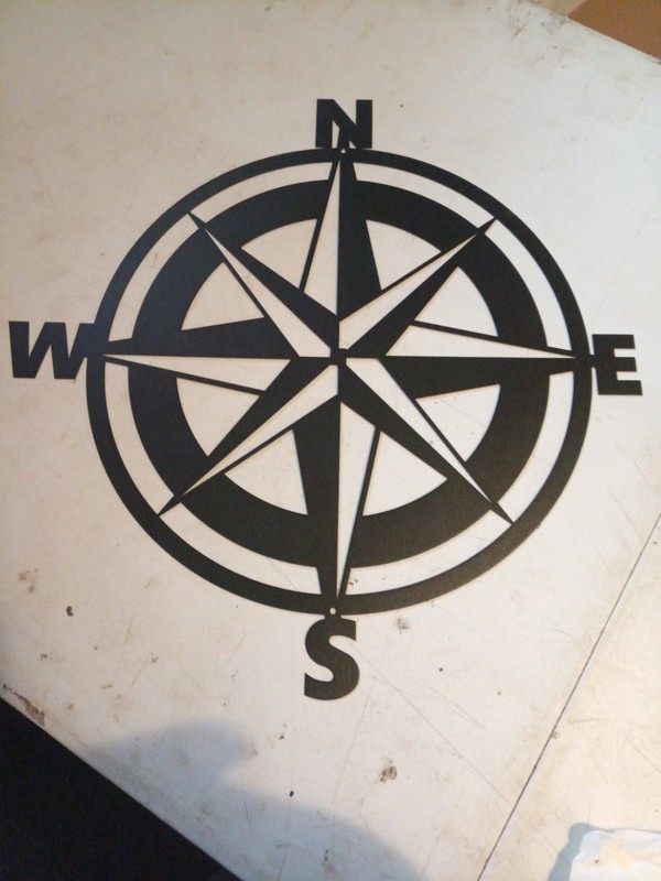Nautical Compass metal wall art plasma cut home decor boat yacht gift idea 20"