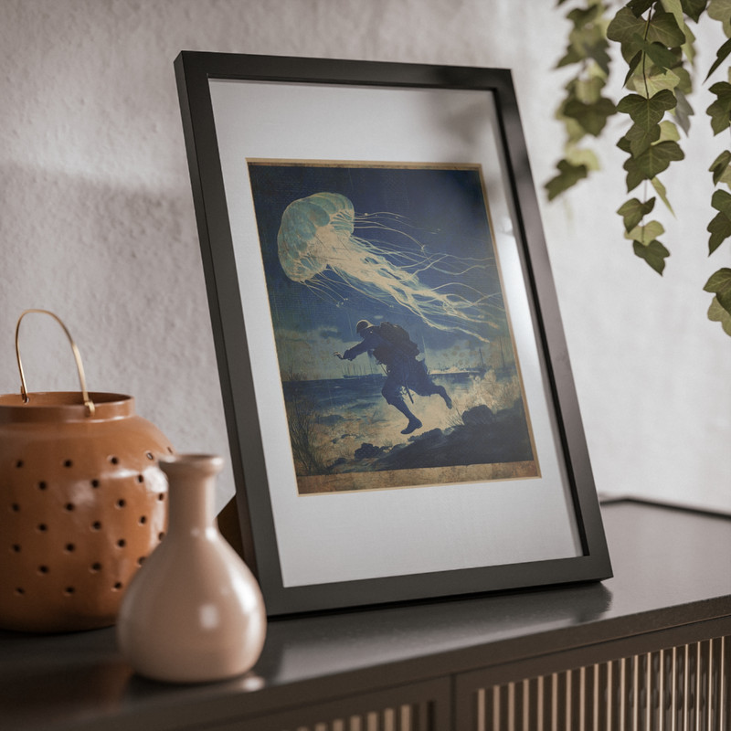 JELLYFISH UFO Military Wall Art, Retro Sci-fi Poster, Nautical USO Navy Decor gallery