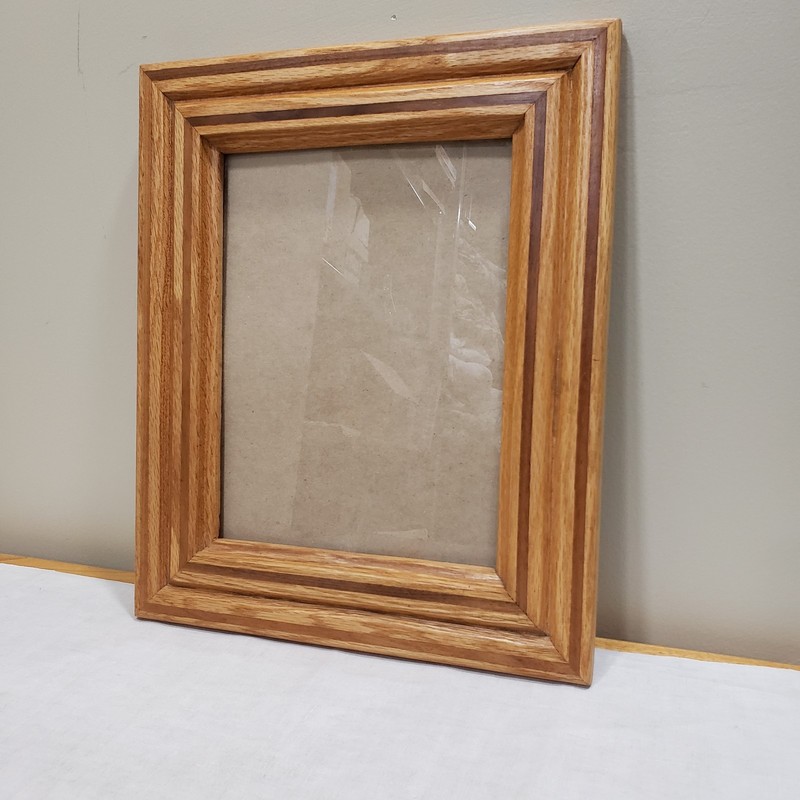 Two Tone Oak Picture Frame 8.5x11 Striped Wood Inlay Stepped Rustic Wall Decor gallery