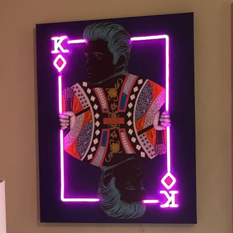 ELVIS Neon Effect King Playing Card Canvas Poster Multicolor Vertical