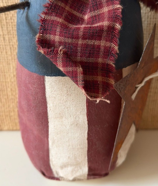 JULY 4TH EARLY PRIMITIVE RUSTIC FOLK-ART PATRIOTIC FABRIC UNCLE SAM STUMP DOLLS gallery