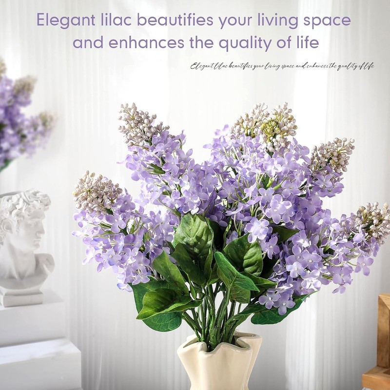 10 Pcs 24" Artificial Lilac Flowers Purple Fake Delphinium Antirrhinum Stem Real gallery