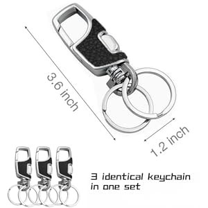 3pcs Heavy Duty Key Chain, 3 Pack Car Key Chains with 2 Metal Key Rings gallery