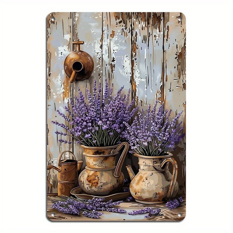 Lavender Wall Decor Tin Sign French Country Vintage Chic Signs Garden Yard 8×12" gallery