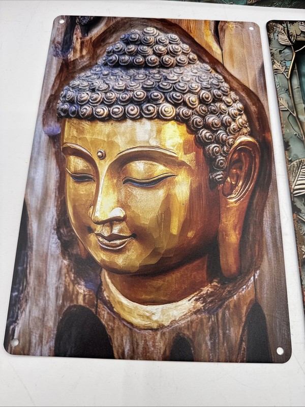 Buddha Meditation Space 3 Metal Signs Peace Pre Owned gallery