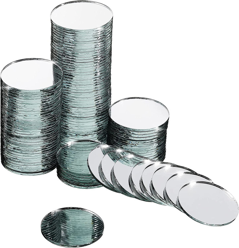 120 Pieces 1 Inch Small round Glass Mirrors Circle Glass Mirror Tiles Pieces for