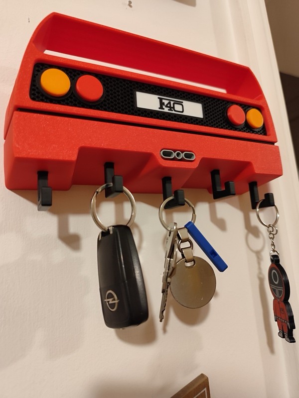 F40 Wall Key Holder – Red Supercar Style Organizer Rack for Garage, Home, Gifts