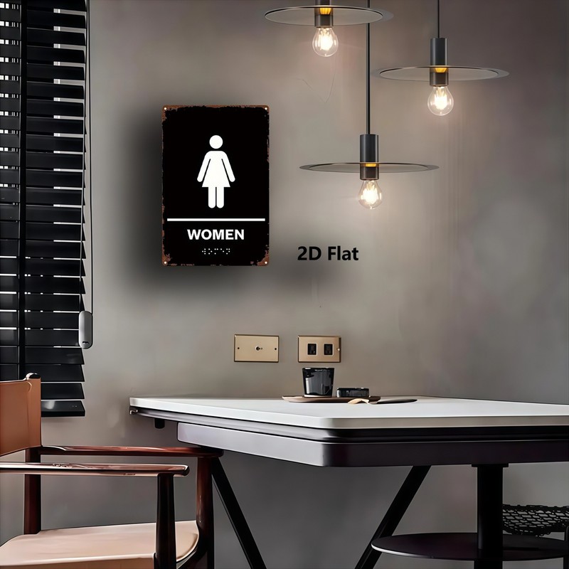 Women's Restroom Sign 8x12 Inch Black & White Iron gallery