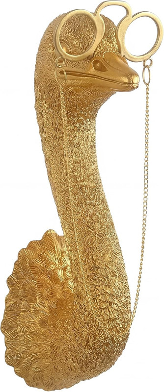 Gold Ostrich Animal Head Wall Decor Sculpture, Resin Animal Heads for Wall, Vint