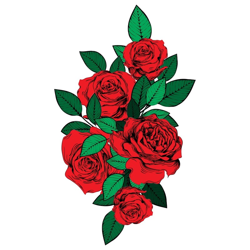 Rose Sticker (4 Inch) Gothic Retro Red Leaves Vintage Botanical Floral Bouquet