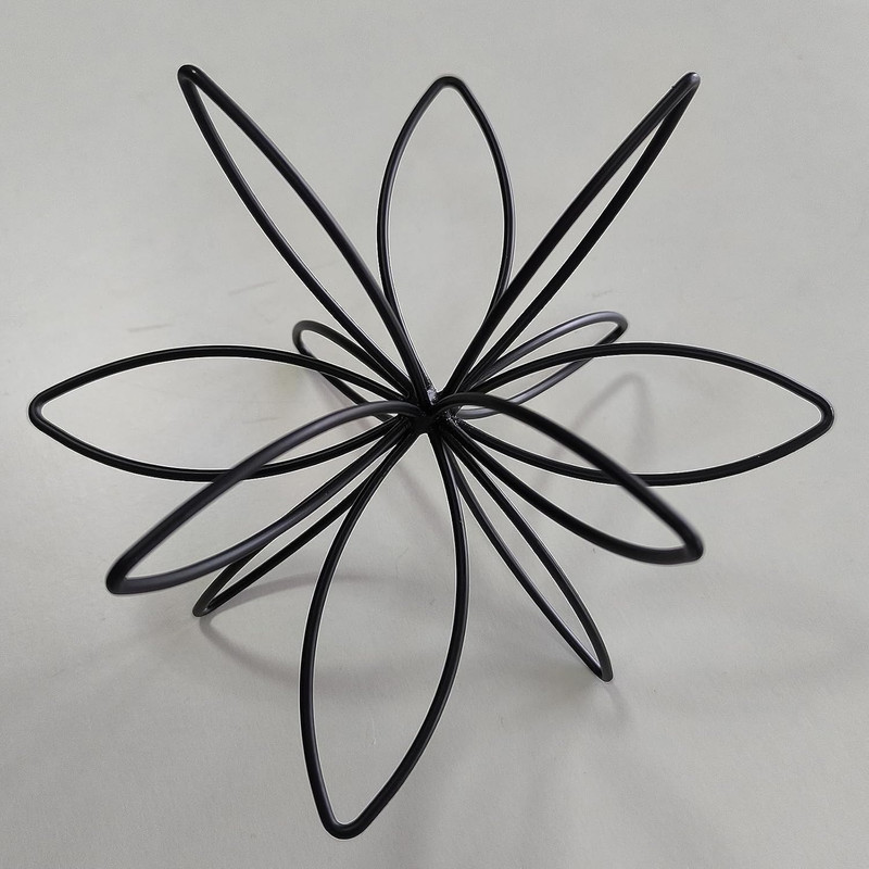 8" Black Sphere Decor, Abstract Tabletop Decorative Ball, Metal Floral Handmade gallery