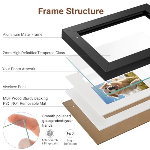 5x8 Metal Picture Frame Aluminum Picture Frames with Tempered 5x8-1P Black gallery