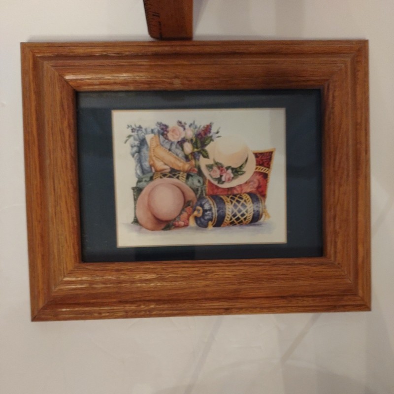Signed 2- 5 x 7 Thick Vintage Solid Oak Frames Glass Wood Farmhouse Country Wall gallery
