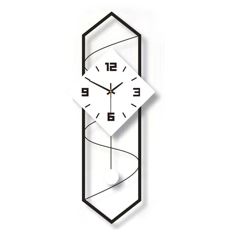 Wall Clock Modern Pendulum Wall Clock with Silent Movement Metal+ Solid Wood gallery