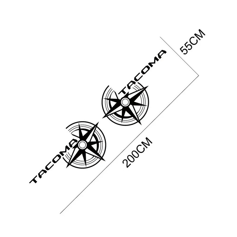 Compass Trunk Bed Side Decal for Toyota Tacoma TRD | 2-Piece Vinyl Film Graphics gallery