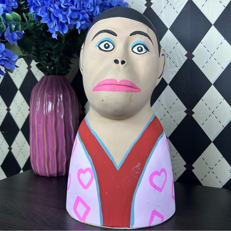 Large Expressive Folk Art Papier Mâché Whimsical Sculpture Hand Painted 16 Inch