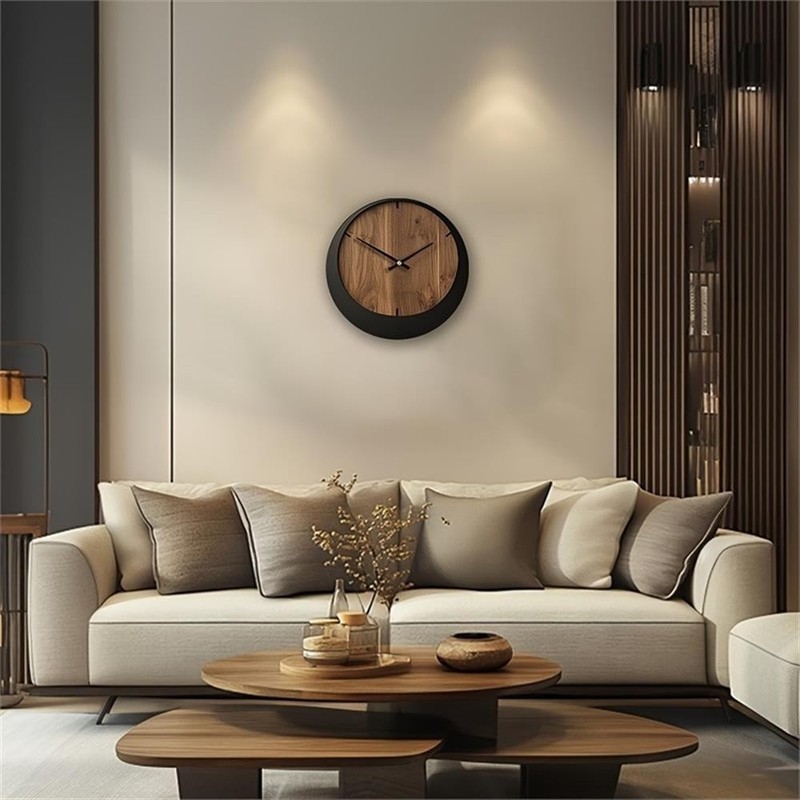 House of Avana Silent Wooden Brown and Black Wall Clock gallery