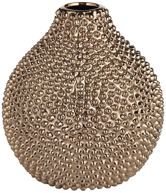 Studio 55D 8" High Glossy Brass Textured Ceramic Vase gallery