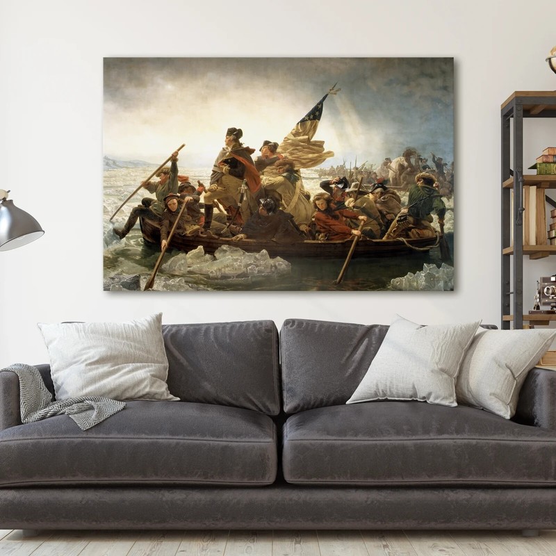 Washington Crossing The Delaware Painting America History Canvas Print Wall Art gallery