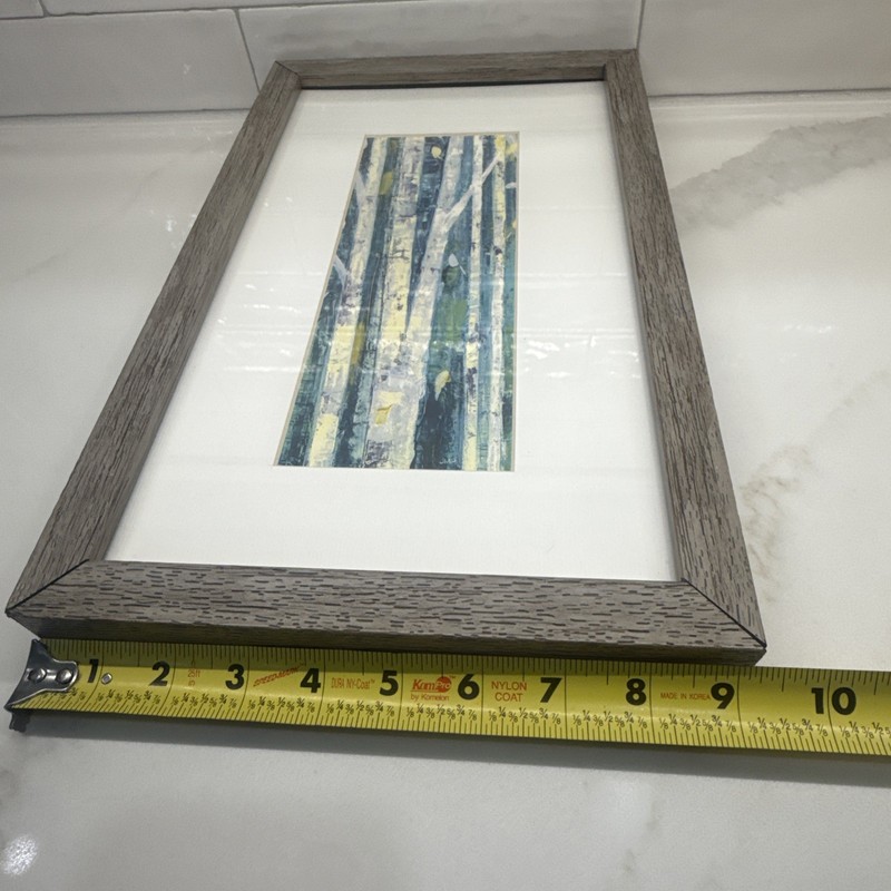 Blue Green Birch Tree Wall Art Julia Purinton Birches In Spring Panel 1 Framed gallery