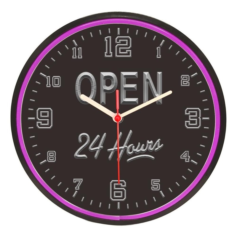 Open 24 Hours Cafe Restaurant Shop Colorful Flexible Neon Clock 10" gallery